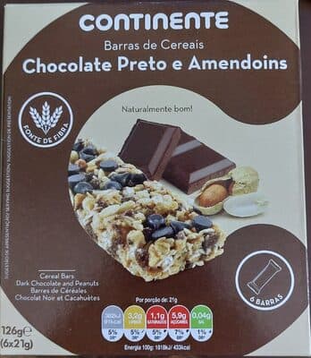 Barras de Cereais Chocolate Preto e Amendoins