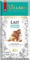 Chocolat Villars Lait Amandes et Nougat 180g