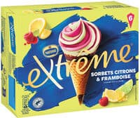 Cônes Sorbets Citrons et Framboises 6 cônes de 71g