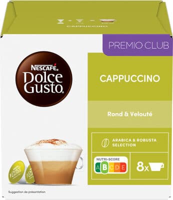 NESCAFE DOLCE GUSTO Cappuccino Extra Crema 16 Capsules (8 Lait et 8 Café)