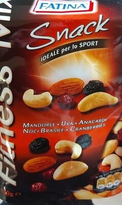 Fitness Mix Mandorle, uva anacardi, noci brasile, cranberries
