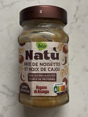 Purée de noisettes et noix de cajou
