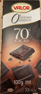 Chocolate 70% negro 0% azúcares añadidos