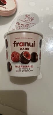 Raspberries in white & dark chocolate