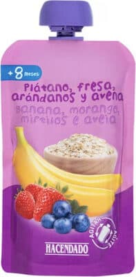 Plátano, fresa, arándanos y avena