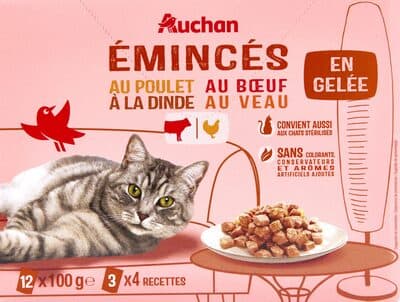 Emincés en gelée au poulet, au bœuf, à la dinde, au veau