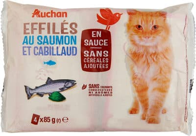 Effilés au saumon et cabillaud en sauce sans céréales ajoutées