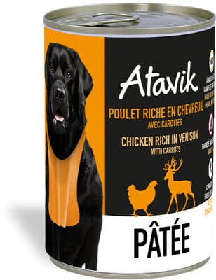 Pâtée pour chien - Poulet riche en Chevreuil avec carottes