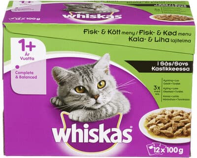 Whiskas® 1+ Fisk & Kjøtt i Saus 12x100g
