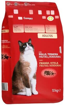 Comida gato adulto con pollo, ternera, frutas y verduras