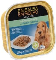 Trozos en salsa perro adulto con salmón y verduras