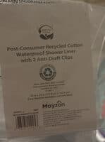 Post-Consumer Recycled Cotton Waterproof Shower Liner with 2 Anti-Draft Clips
