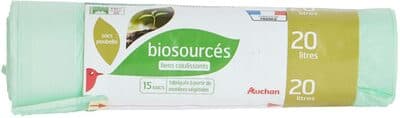 Auchan sac poubelle eco avec cordon 20l 15pcs