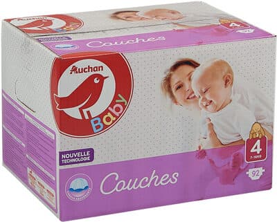 AUCHAN BABY : Couches taille 4 x 92