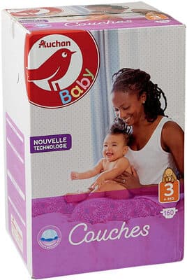 AUCHAN BABY : Couches taille 3 x 160