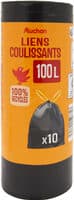 Auchan sacs poubelles liens coulissants 100l 10pcs