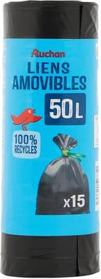 Sacs poubelle liens amovibles 50 litres