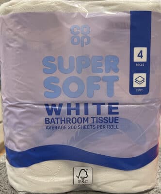 Soft white bathroom tissue