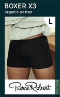 Cotton Boxer Men Black L Pierre Robert