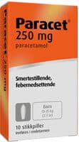 Paracet Stikkpille Barn 250mg 10stk