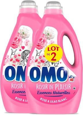 Omo Lessive Liquide Rose & Lilas Blanc 2L 40 lavages lot de 2