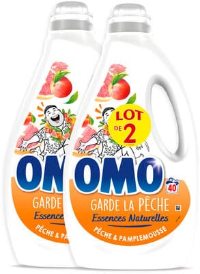 Omo Lessive Liquide Pêche & Pamplemousse 2l 40 Lavages Lot de 2