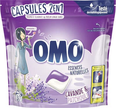Omo Lessive Capsules 2en1 Lavande & Patchouli 30 Dosettes