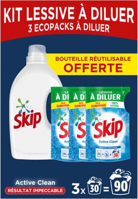 Skip Lessive Liquide à Diluer Active Clean Lot 3x500ml - 90 Lavages