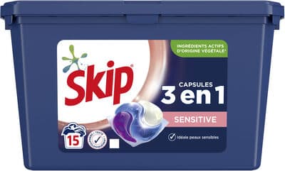 Skip 3en1 Lessive Capsules Sensitive 15 Lavages