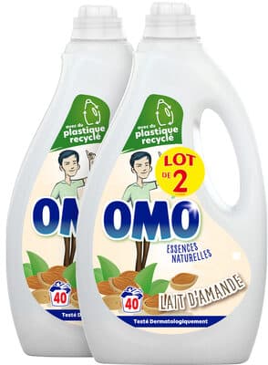 Omo Lessive Liquide Lait d'Amande Lot 2 x 2L - 80 lavages