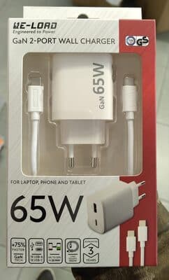 65W GaN 2-port wall charger