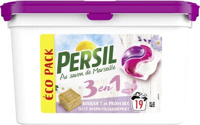 Persil Lessive Capsules 3en 1 Bouquet de Provence EcoPack 19 Lavages
